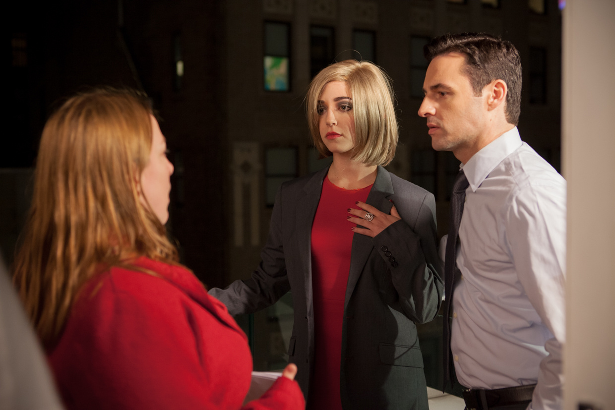Annabelle Attanasio and Max von Essen on the set of Blonde